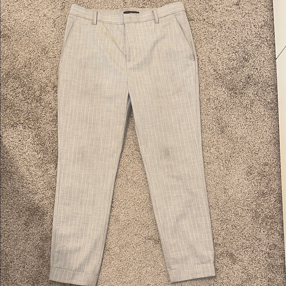 H&M Gray Dress Pants with Tailored Fit and Cropped Length